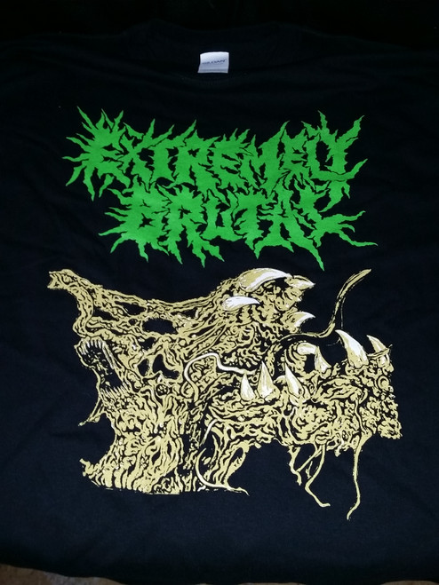 EXTREMELY BRUTAL - "Logo/Toothed Jaw Thingy" Shirt (BLACK)