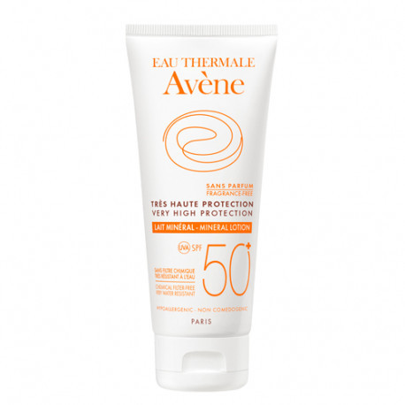 Avene leche 50+ pantallas físicas cuerpo