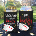 Personalized Vegas Bachelorette Party Can Koozies® or Neoprene Coolies - Vegas Before Vows - Cards script
