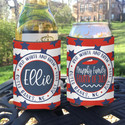 Personalized Fourth of July Patriotic Party Can Koozies® or Neoprene Coolies - Red White and Brew Boating script