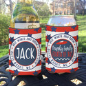 Personalized Fourth of July Patriotic Party Can Koozies® or Neoprene Coolies - Red White and Brew Boating print