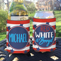 Personalized Fourth of July Patriotic Party Can Koozies® or Neoprene Coolies - Red White and Boozed Stars and Stripes
