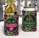 Personalized Girls Weekend Beach Party Can Koozies® or Neoprene Coolies - Neon Let's Get Flocked Up