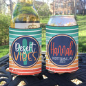 Personalized Desert Vibes Girls Weekend Can Koozies® or Neoprene Coolies - Ombre Sunset Stripe script