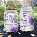 Personalized Lavender Watercolor Floral Girls Weekend or Bachelorette Party Can Koozies® or Neoprene Coolies