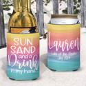 Personalized Beach or Lake Vacation Can Coolie or Koozies® Sun Sand and a Drink in My Hand Sunset