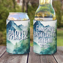 Personalized Bachelorette Mountain Camping Koozies® or can neoprene coolies - Watercolor Mountains 1 print