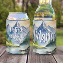 Personalized Birthday Weekend in the Woods Camping Themed Koozies® or can neoprene coolies - Watercolor Mountains script