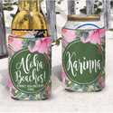 Personalized Aloha Beaches Beach Vacation Can Coolie or Koozies® Hibiscus