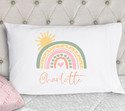 girls pastel rainbow pillow case standard size personalized pillowcase - script
