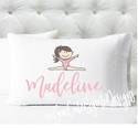 girls gymnastics personalized pillowcase - blush pink