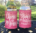 Pink and Gold Glitter Birthday Koozies or Coolies