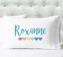 girls teal coral hearts pillow case standard size personalized pillowcase - script