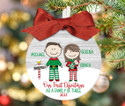 First Christmas as a Family of Three Elf Family Custom Family Christmas Ornament 1