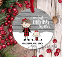 Our First Christmas Together Plaid Siblings Brother and Sister Christmas Ornament Sisters