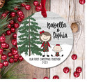 Our First Christmas Together Christmas Plaid Siblings Brother and Sister Christmas Ornament Sisters