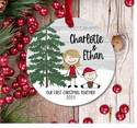 Our First Christmas Together Christmas Plaid Siblings Brother and Sister Christmas Ornament Light