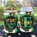 Personalized St Patrick's Let's Get Lucked Up Can Koozies® or Neoprene Coolies - Green Beer Cursive