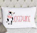 girls personalized cow pillowcase