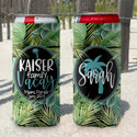 Personalized slim can koozies - tropical coolies - family vacation - script