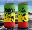 Personalized Jamaican Vacation slim can koozies - Jamaican Me Crazy - Painted