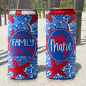 Personalized Blue Tropical Beach Vacation Slim Can Coolies -Family Vacation