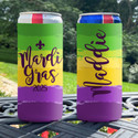 Personalized Mardi Gras Slim Can Coolies - painted stripes