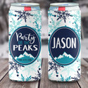 Personalized Mountain Ski Vacation Slim Can Coolies - Party on the Peaks - print