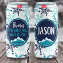 Personalized Mountain Ski Vacation Slim Can Coolies - Family Vacation - print