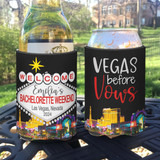 Personalized Country Bachelor Party Can Koozies® or Neoprene Coolies - Vegas Before Vows Cityscape