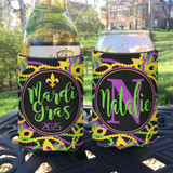 Personalized Mardi Gras Party Can Koozies® or Neoprene Coolies - Beads