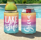 Personalized Lake Life Vacation or Girls Weekend Can Coolie or Koozies® Sunset