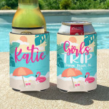 Personalized Beach Vibes Vacation Can Coolies or Koozies® Retro Beach
