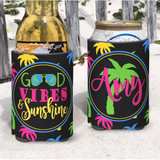 Personalized Beach Vacation Can Coolie or Koozies® Good Vibes and Sunshine