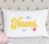 Girls Personalized Groovy Daisy Floral Pillowcase