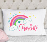 girls rainbow dreams personalized pillowcase