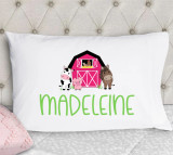 girls barn animals personalized pillowcase in print