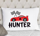 boys race car racecar personalized pillowcase