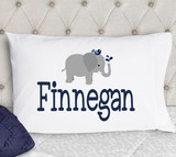 boys elephant personalized pillowcase