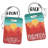 Desert Luggage Bag Tag Name - Arizona girls trip - sunset stripe