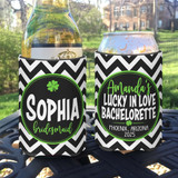 Personalized Lucky in Love Bachelorette Party Can Koozies® or Neoprene Coolies