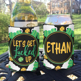 Personalized St Patrick's Let's Get Lucked Up Can Koozies® or Neoprene Coolies - Green Beer Print