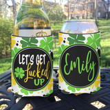 Personalized St Patrick's let the shenanigans begin Can Koozies® or Neoprene Coolies - leopard