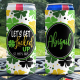 Personalized St Patrick's Day Slim Can Coolie - Let's Get Lucked Up