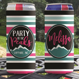 Personalized Mountain Vacation Slim Can Coolies - Pink and Black Striped Personalized Mountain Vacation Slim Can Coolies - Pink and Black Striped