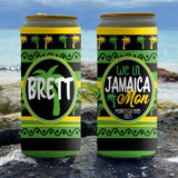 Personalized Jamaica Slim Can Coolies - Green - We're in Jamaica Mon