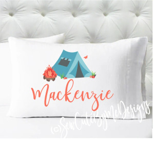 girls camping standard size personalized pillowcase