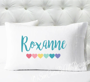 girls teal coral hearts pillow case standard size personalized pillowcase