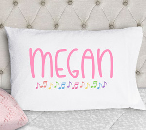 girls music notes pillow case standard size personalized pillowcase in print