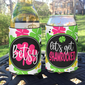 Personalized St Patrick's Day Let's Get Lucked Up Can Koozies® or Neoprene Coolies